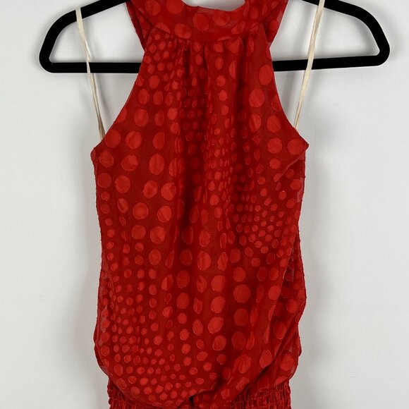 Celine by Champion Top Blouse Size M Orange Sleeveless Halter Neck Elastic Waist - Picture 1 of 9